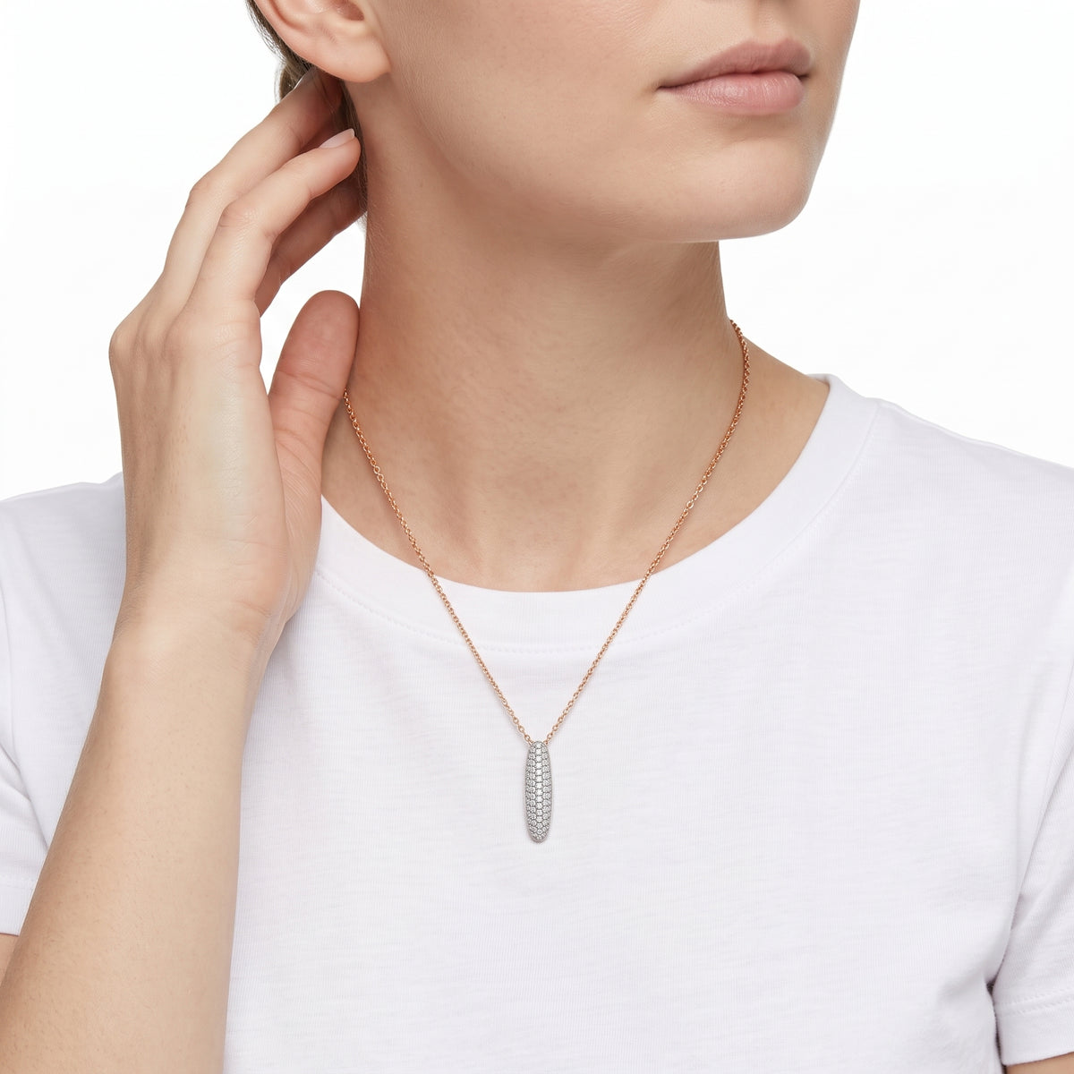 18KT Yellow Gold with White Rhodium Diamond Pendant