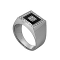 18KT White Gold Onyx & Diamond Ring