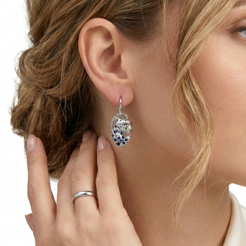 18K Yellow Gold & Black Rhodium, Lapis Lazuli, Orange Sapphire, Black Diamond & Diamond Earrings